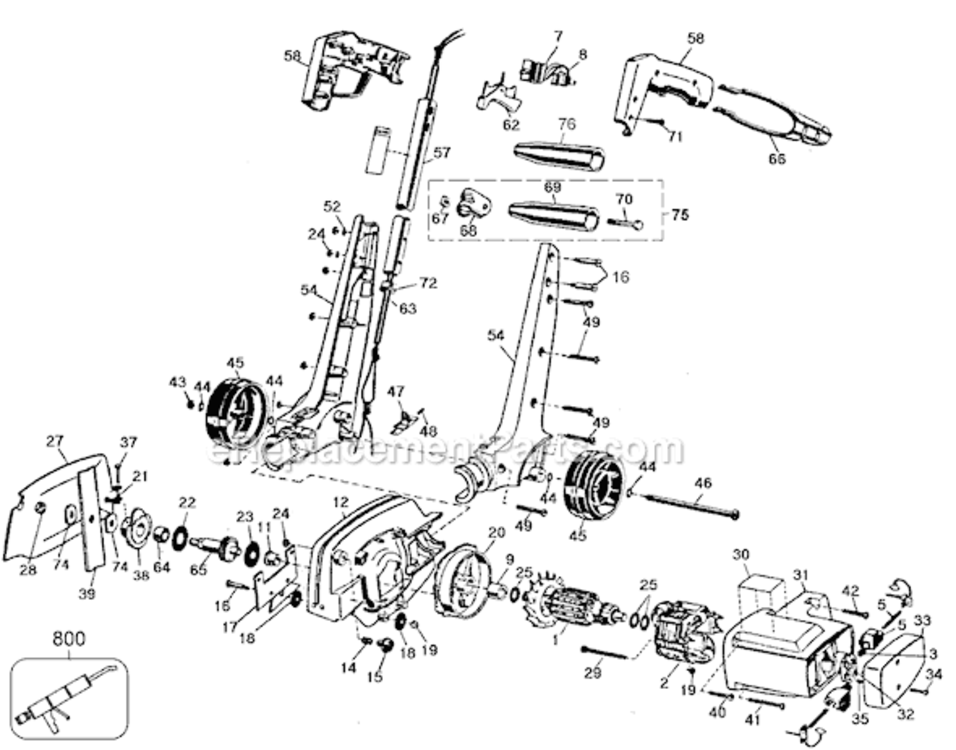 Page A Diagram and Parts List for LE500 Type 1 Black and Decker Trimmer